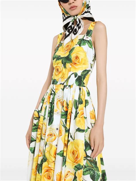 dolce gabbana blue dress rose|dolce gabbana rose print midi dress.